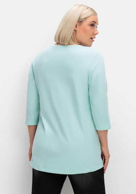 Sheego Shirt In Piqué-Qualität Mit 3/4-Ärmeln - Mint Sheego