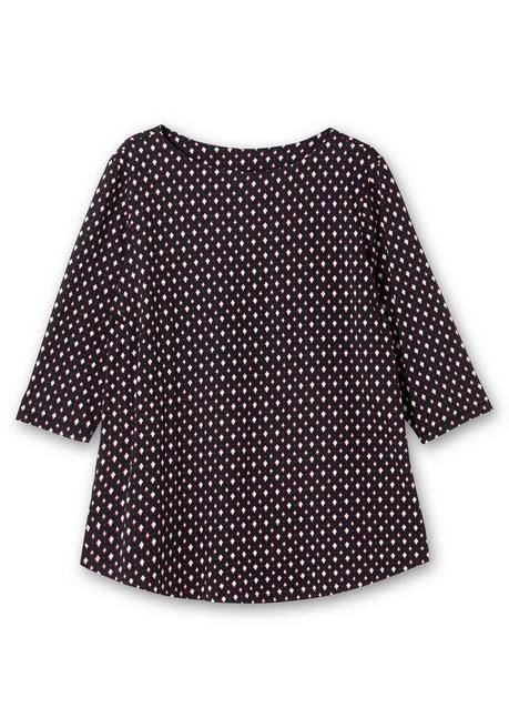 Sheego Shirt Mit 3/4-Arm Und Grafischem Minimalprint - Tiefblau Gemustert Sheego