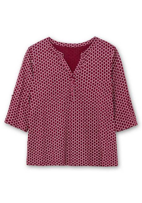 Sheego Shirt Mit 3/4-Ärmeln Und Grafikprint - Bordeaux Bedruckt Sheego