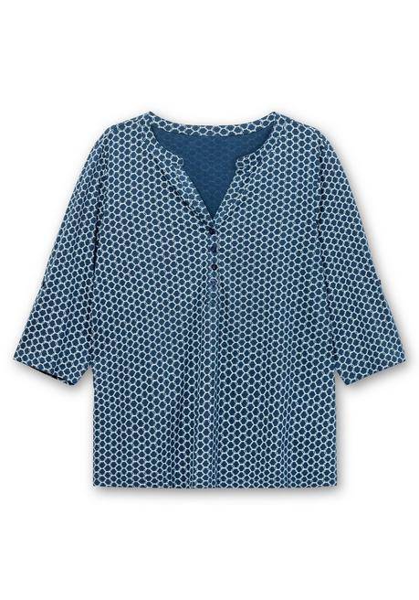 Sheego Shirt Mit 3/4-Ärmeln Und Grafikprint - Dunkelblau Bedruckt Sheego