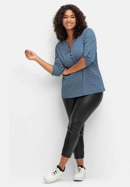 Sheego Shirt Mit 3/4-Ärmeln Und Grafikprint - Dunkelblau Bedruckt Sheego