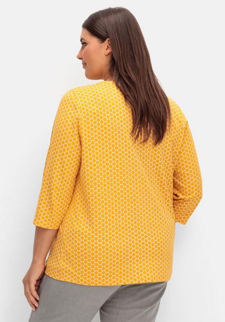 Sheego Shirt Mit 3/4-Ärmeln Und Grafikprint - Ocker Bedruckt Sheego