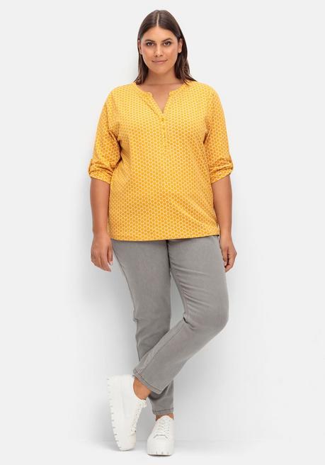 Sheego Shirt Mit 3/4-Ärmeln Und Grafikprint - Ocker Bedruckt Sheego