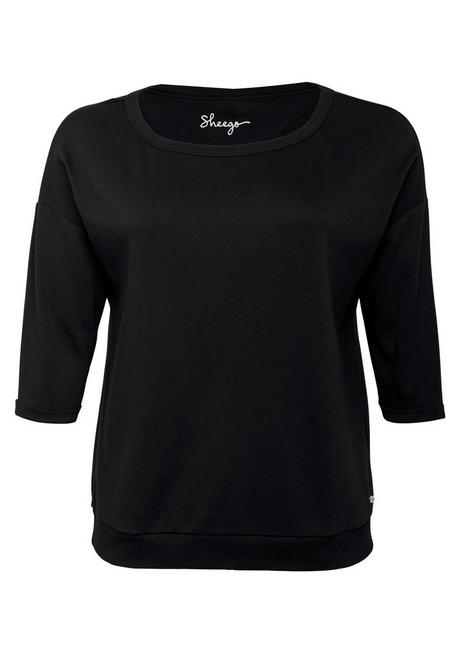 Sheego Shirt Mit 3/4-Ärmeln Und Rundhalsausschnitt - Schwarz Sheego