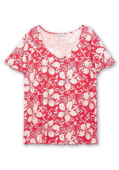 Sheego By Joe Browns Shirt Mit Blumendruck Und V-Ausschnitt - Rot Gemustert Sheego