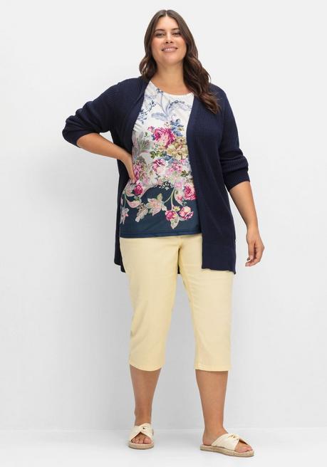 Sheego Shirt Mit Blumenprint, In Bügelfreier Qualität - Marine Gemustert Sheego