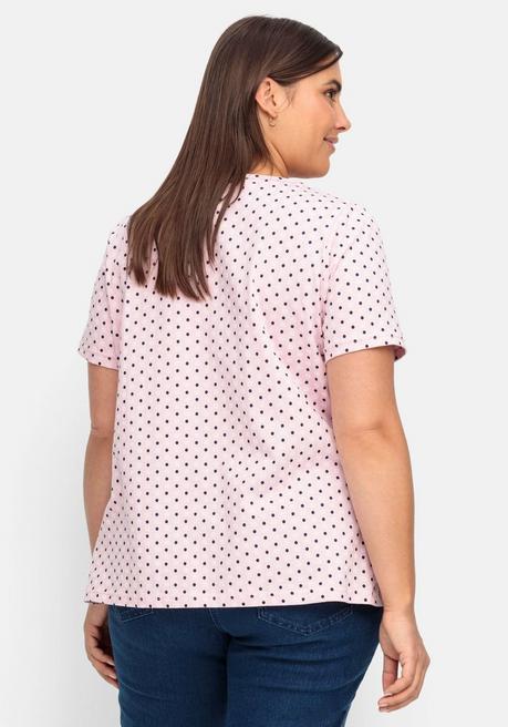 Sheego Shirt Mit Falten Am Ausschnitt Und Minimalprint - Rosa Bedruckt Sheego