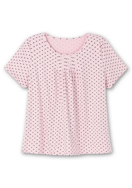Sheego Shirt Mit Falten Am Ausschnitt Und Minimalprint - Rosa Bedruckt Sheego