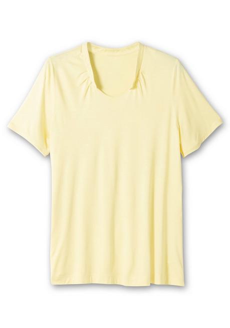 Sheego Shirt Mit Faltenpartie Am Stehkragen - Hellgelb Sheego