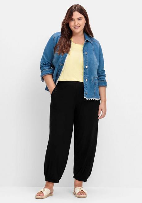 Sheego Shirt Mit Faltenpartie Am Stehkragen - Hellgelb Sheego