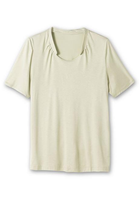 Sheego Shirt Mit Faltenpartie Am Stehkragen - Lindgrün Sheego