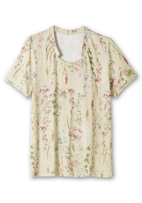 Sheego Shirt Mit Faltenpartie Am Stehkragen - Mint Gemustert Sheego