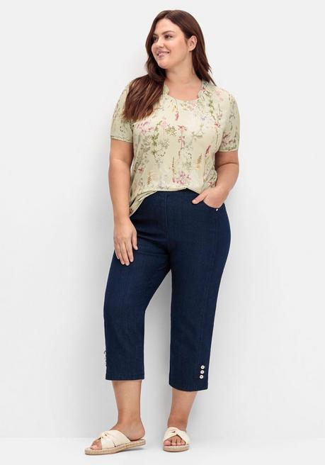 Sheego Shirt Mit Faltenpartie Am Stehkragen - Mint Gemustert Sheego