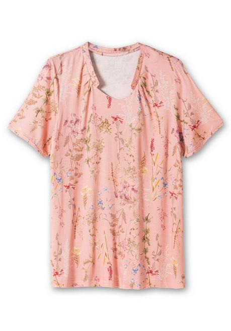 Sheego Shirt Mit Faltenpartie Am Stehkragen - Rosé Gemustert Sheego