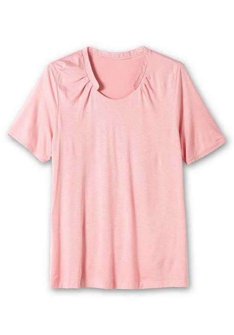 Sheego Shirt Mit Faltenpartie Am Stehkragen - Rosé Sheego