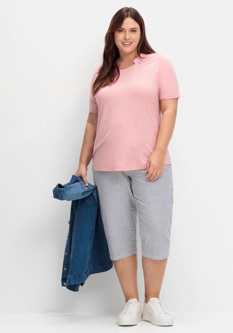 Sheego Shirt Mit Faltenpartie Am Stehkragen - Rosé Sheego