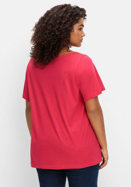 Sheego Shirt Mit Flügelärmeln Und Karree-Ausschnitt - Magenta Sheego