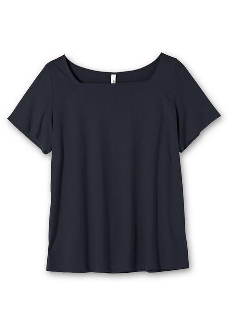 Sheego Shirt Mit Flügelärmeln Und Karree-Ausschnitt - Tiefblau Sheego