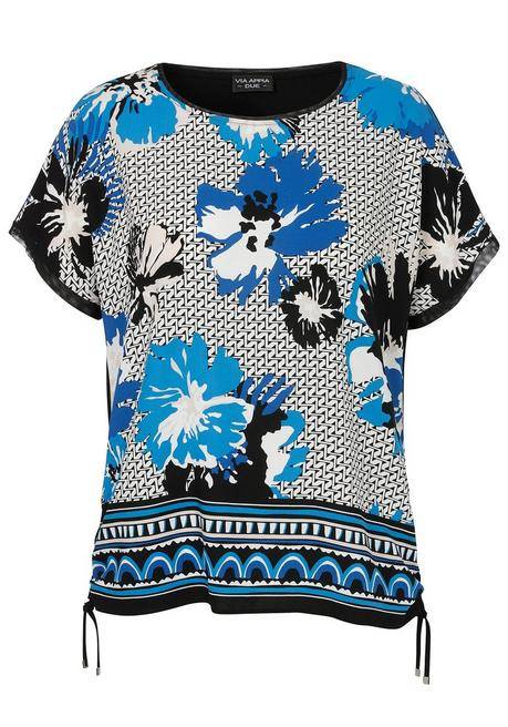 VIA APPIA DUE Shirt mit Frontprint und Bindeband am Saum - blau bedruckt sheego