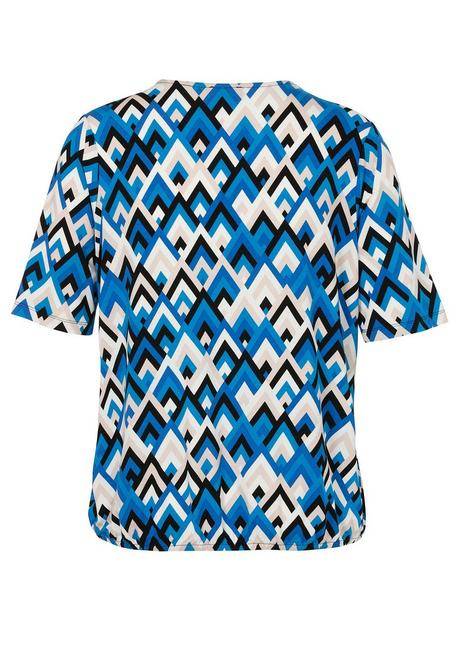 VIA APPIA DUE Shirt Mit Grafik-Alloverdruck Und Gummizugbund - Blau Gemustert Sheego