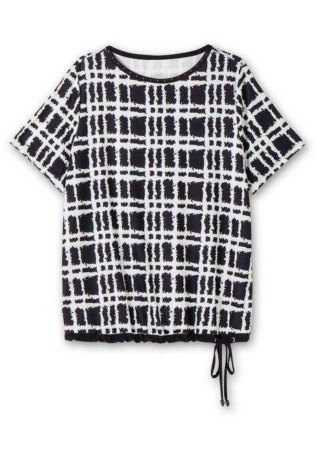 Sheego Shirt Mit Grafik-Muster Und U-Boot-Ausschnitt - Ecru Gemustert Sheego