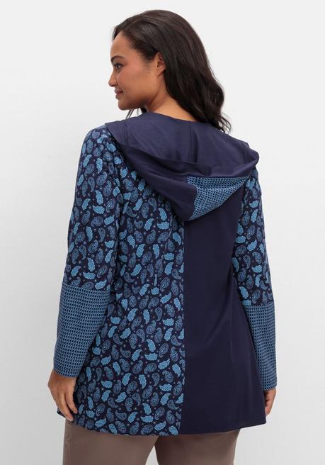 Sheego Shirt Mit Kapuze Und Patchwork-Druck - Marine Gemustert Sheego