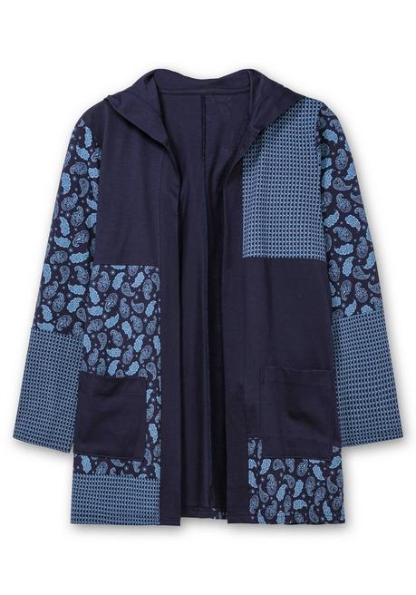 Sheego Shirt Mit Kapuze Und Patchwork-Druck - Marine Gemustert Sheego