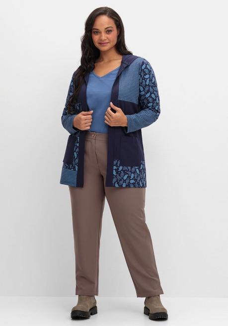 Sheego Shirt Mit Kapuze Und Patchwork-Druck - Marine Gemustert Sheego