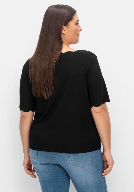 Creation L Shirt Mit Karree-Ausschnitt, In Crêpe-Qualität - Schwarz Sheego