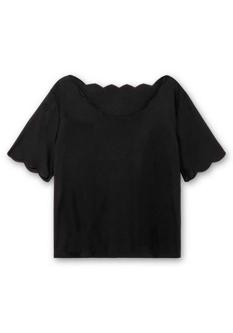 Creation L Shirt Mit Karree-Ausschnitt, In Crêpe-Qualität - Schwarz Sheego