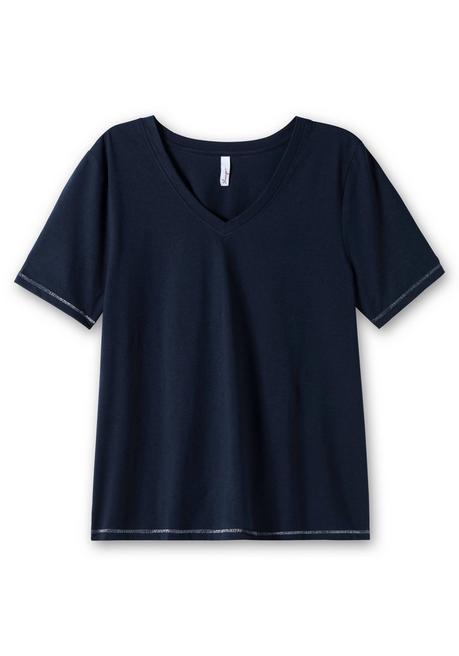 Sheego Shirt Mit Kleinem Glitzerdruck Auf Der Schulter - Nachtblau Sheego