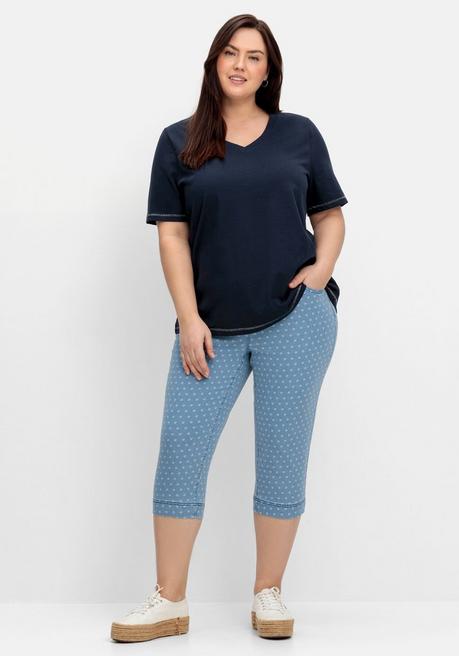 Sheego Shirt Mit Kleinem Glitzerdruck Auf Der Schulter - Nachtblau Sheego