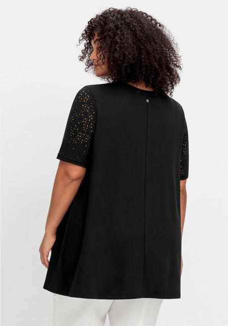 Sheego Shirt Mit Lasercut-Muster, In A-Linie - Schwarz Sheego