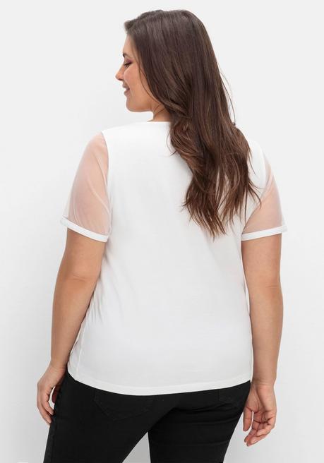 Creation L Shirt Mit Mesh-Einsätzen Und Rundhalsausschnitt - Weiß Sheego