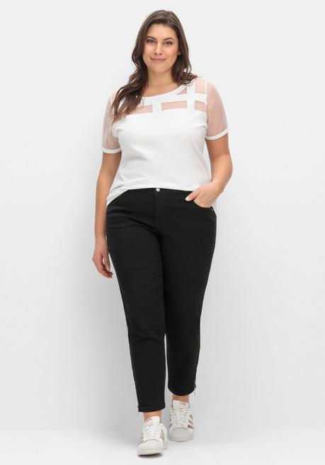 Creation L Shirt Mit Mesh-Einsätzen Und Rundhalsausschnitt - Weiß Sheego