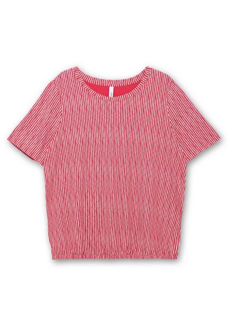 Sheego Shirt Mit Minimal-Alloverdruck Und Gummizugbund - Magenta Gemustert Sheego