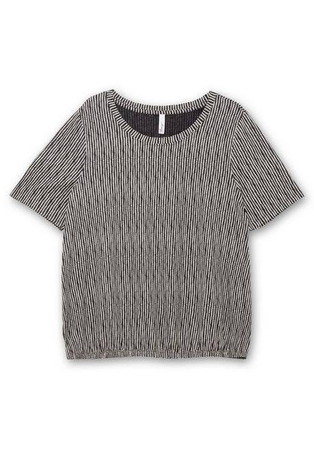 Sheego Shirt Mit Minimal-Alloverdruck Und Gummizugbund - Schwarz Gemustert Sheego