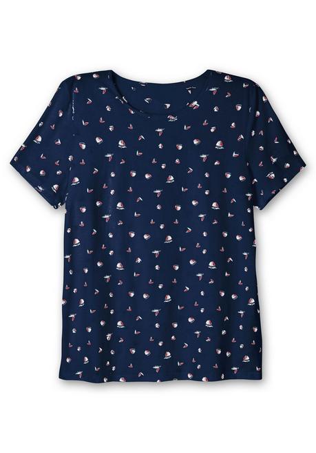 Sheego Shirt Mit Minimal-Alloverprint - Nachtblau Bedruckt Sheego