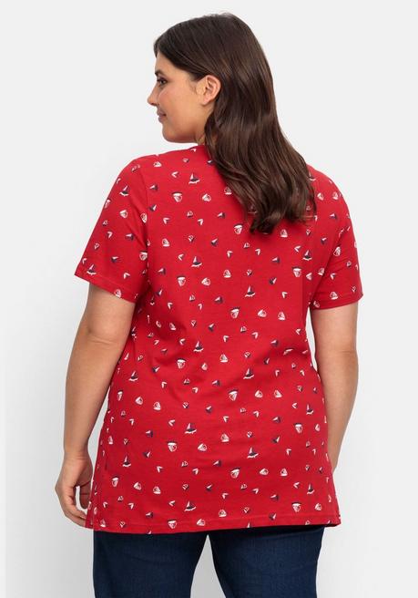 Sheego Shirt Mit Minimal-Alloverprint - Rot Bedruckt Sheego