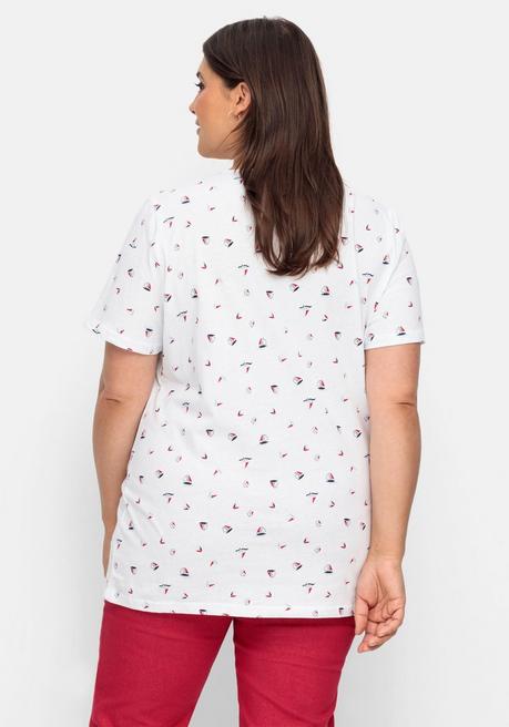 Sheego Shirt Mit Minimal-Alloverprint - Weiß Bedruckt Sheego