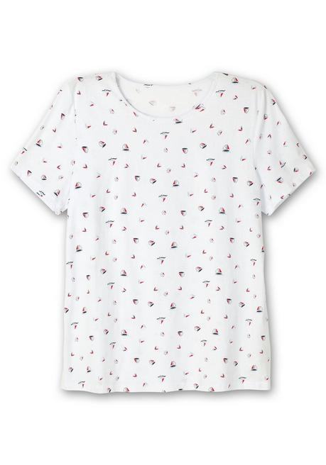 Sheego Shirt Mit Minimal-Alloverprint - Weiß Bedruckt Sheego