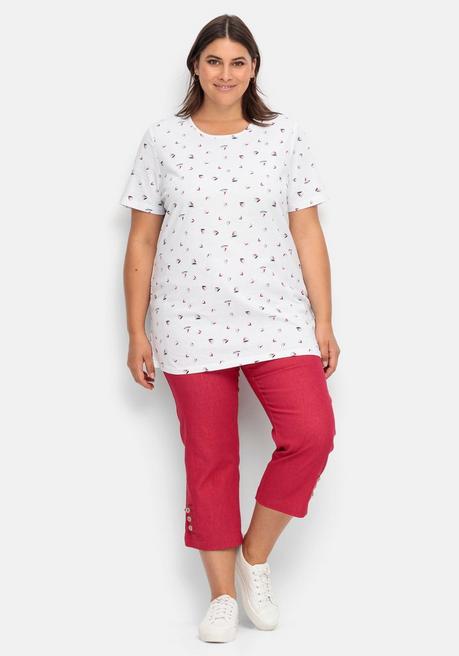 Sheego Shirt Mit Minimal-Alloverprint - Weiß Bedruckt Sheego