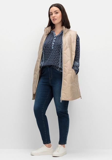 Sheego Shirt Mit Minimalprint Und Krempelärmeln - Marine Gemustert Sheego