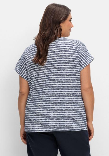 Sheego X Collection L. Shirt Mit Modischen Ringeln - Marine Gestreift Sheego