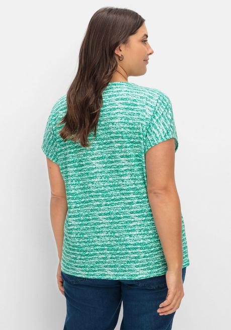 Sheego X Collection L. Shirt Mit Modischen Ringeln - Tiefgrün Gestreift Sheego