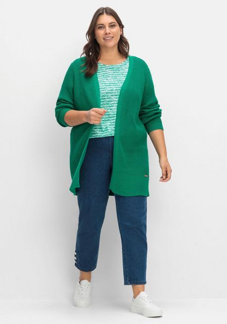 Sheego X Collection L. Shirt Mit Modischen Ringeln - Tiefgrün Gestreift Sheego