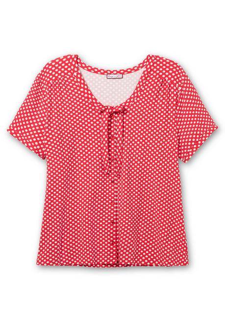 Sheego By Joe Browns Shirt Mit Pünktchen Und Bindeband Am Ausschnitt - Rot Gemustert Sheego