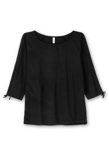 Sheego Shirt Mit Raffbaren Raglanärmeln, Leicht Tailliert - Schwarz Sheego