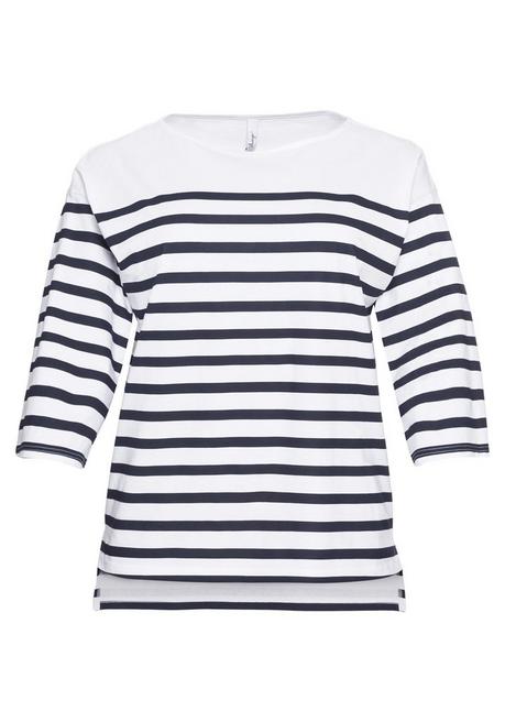 Sheego Shirt Mit Ringeln Und Trompeten-Ärmeln, Oversized - Weiß Gestreift Sheego