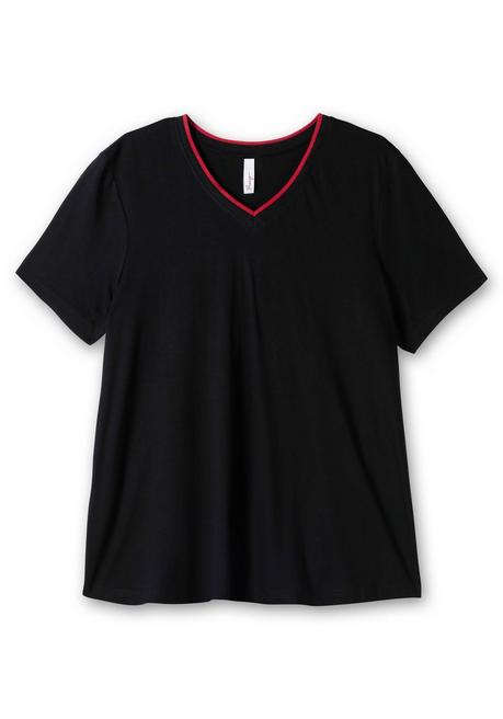 Sheego Shirt Mit Statementprint Auf Dem Rücken - Schwarz Bedruckt Sheego